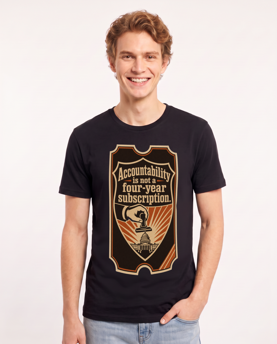 Graphic Men's Black T-Shirt - Accountability is not a four-year product image 1