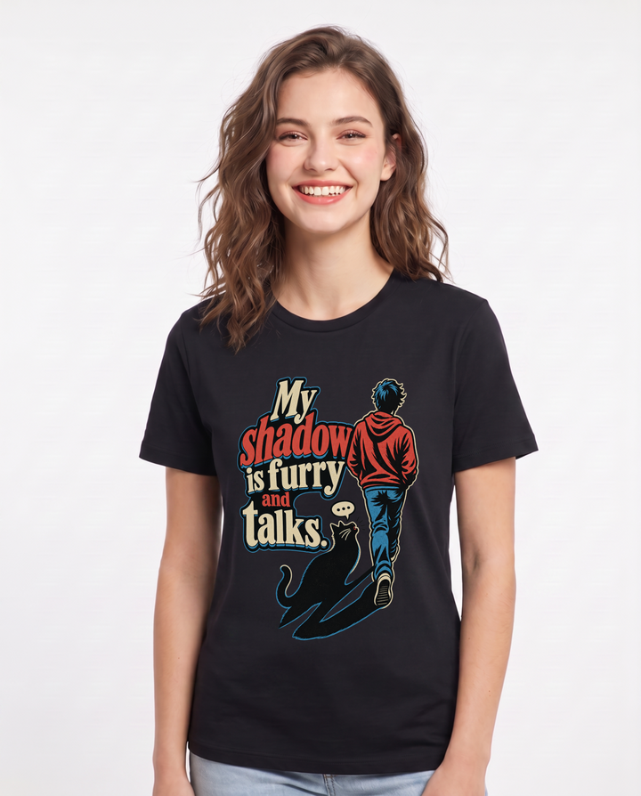 Cat Lover Black T-Shirt for Women – Everyday Expression Graphic Tee product image 3