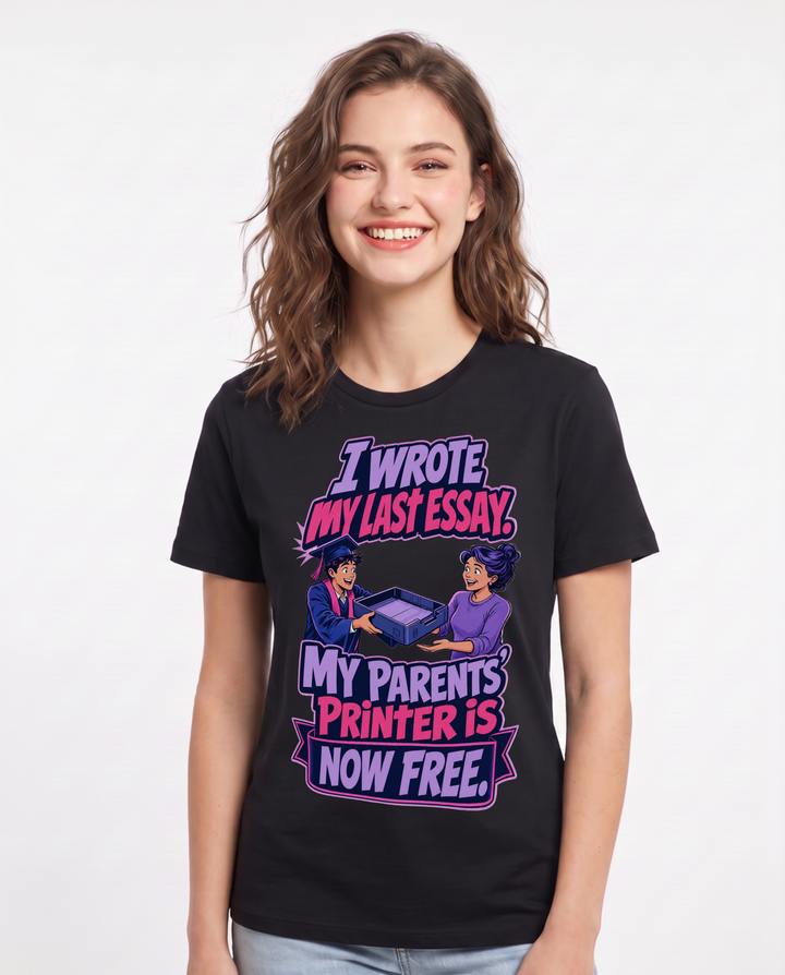 Graduation Black T-Shirt for Women – Everyday Expression Graphic Tee product image 3