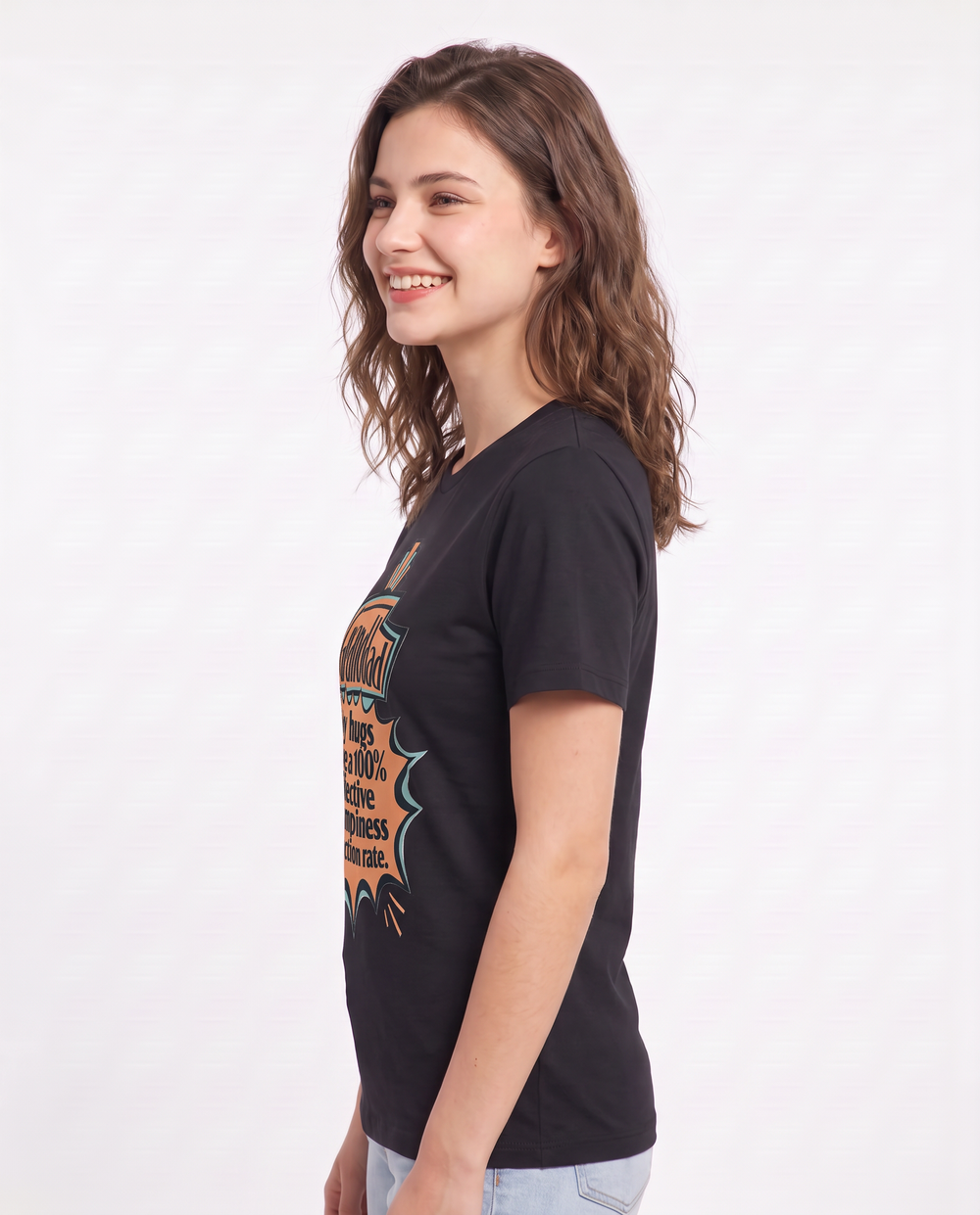 Graphic Women's Black T-Shirt - My hugs have a 100% effective product image 2