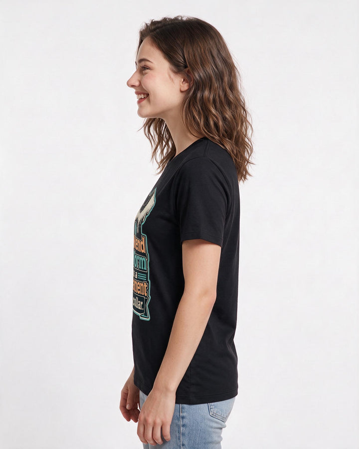 Beer Women's Black T-Shirt – My weekend uniform has a permanent foam collar product image 2