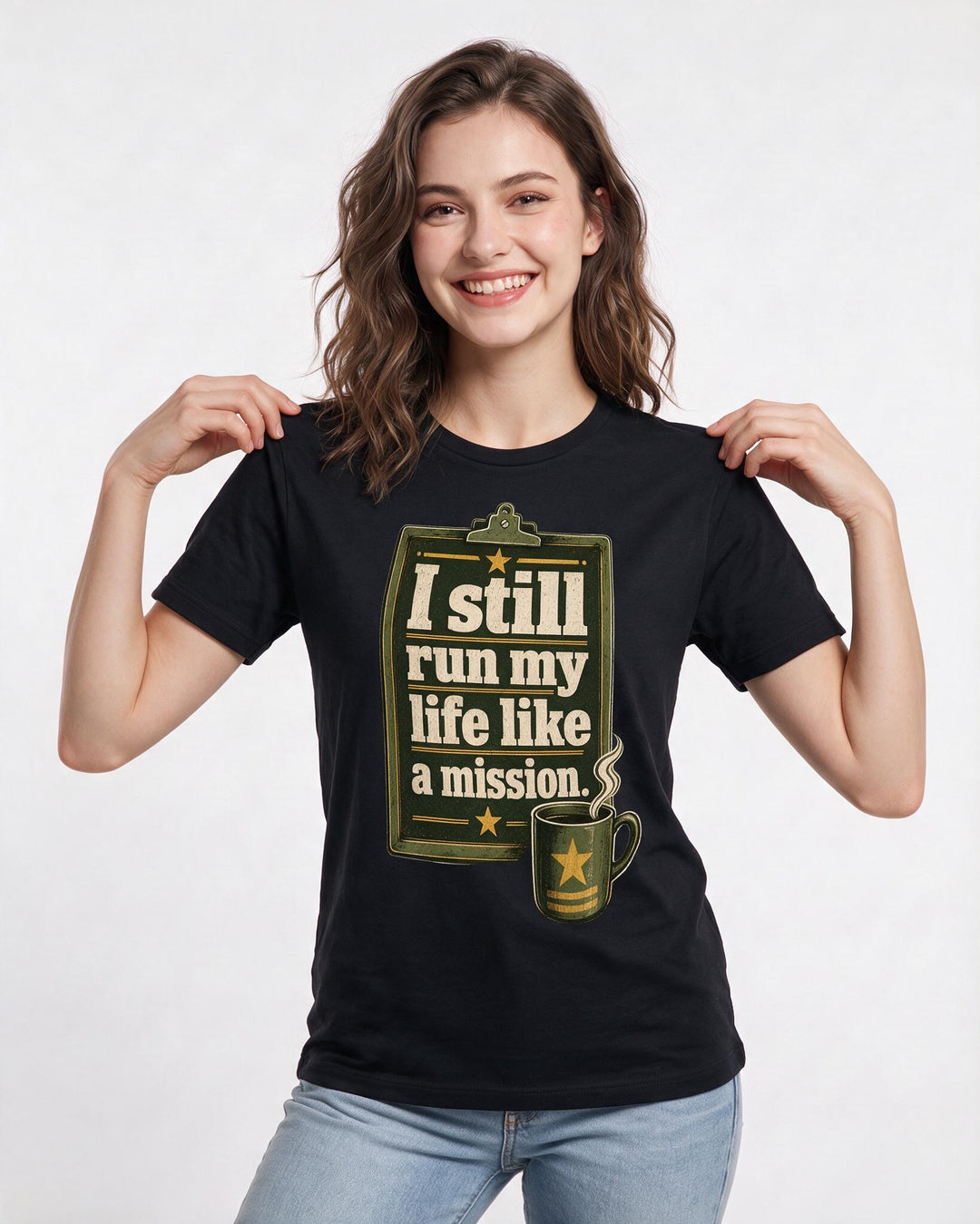 Veteran Women's Black T-Shirt – I still run my life like a mission. product image 3