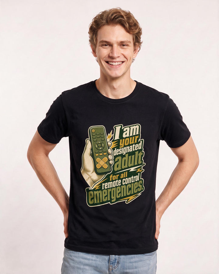 Family Men's Black T-Shirt – I am your designated adult for all product image 3