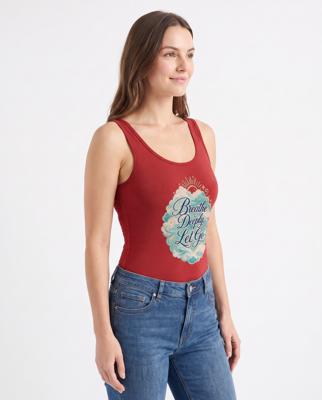 Breathe Deeply, Let Go Sleeveless Tank Bodysuit mockup 2