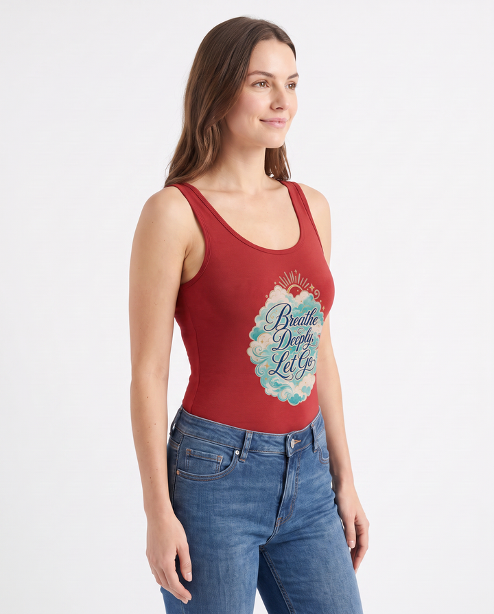 Breathe Deeply, Let Go Sleeveless Tank Bodysuit mockup 2