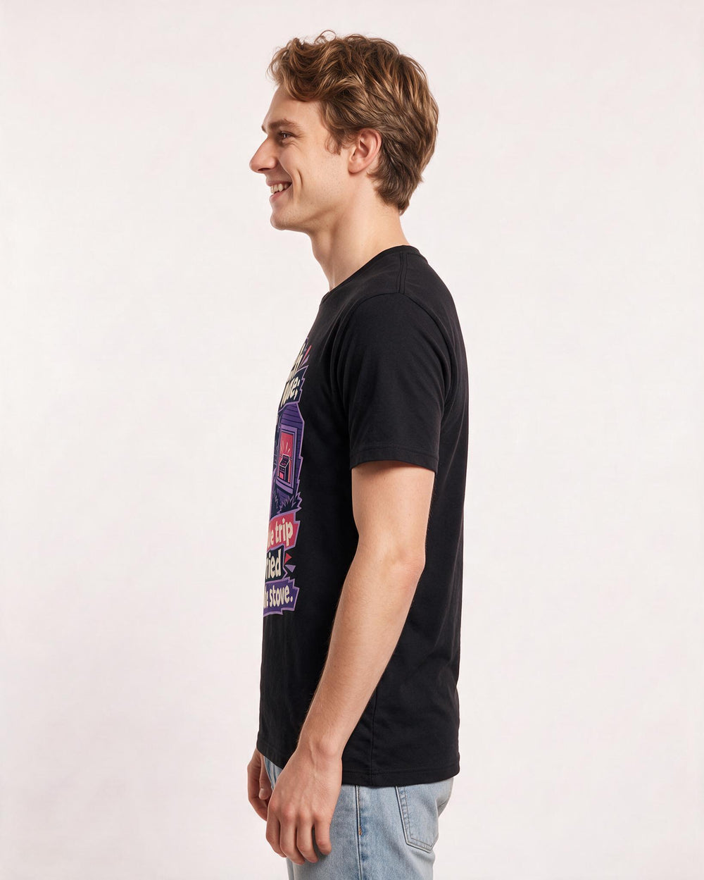 Funny Meme Men's Black T-Shirt – Left the house; spent the trip worried product image 2