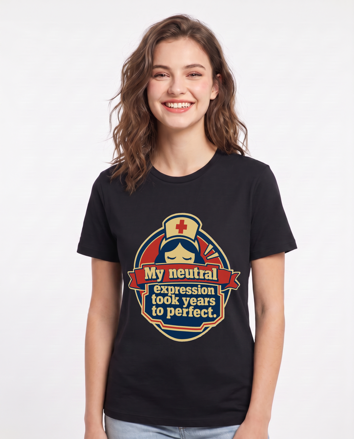 Nurse Gift Women's Black T-Shirt - My neutral expression took years to product image 1