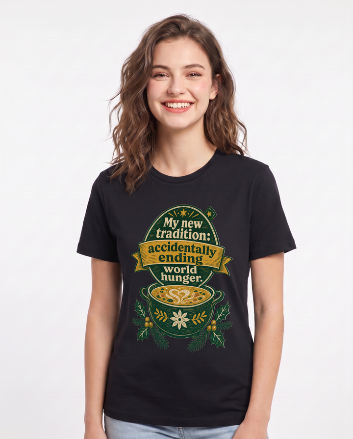 Christmas Women's Black T-Shirt - My new tradition: accidentally product image 1