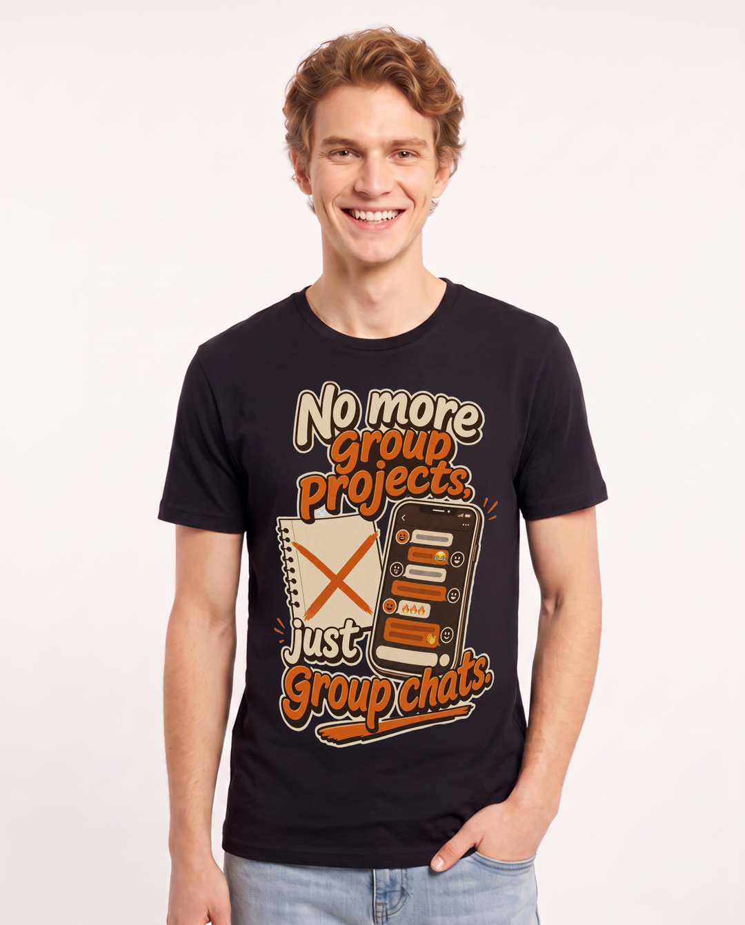Graduation Men's Black T-Shirt – No more group projects, just group product image 1