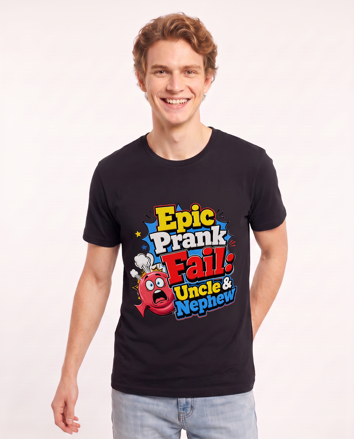 Epic Prank Fail: Uncle & Nephew Men's Black T-Shirt product image 1