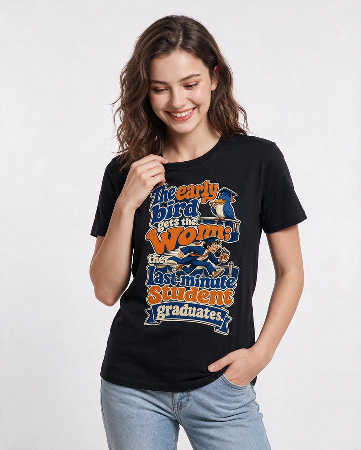 Graduation Black T-Shirt for Women – Everyday Expression Graphic Tee product image 1