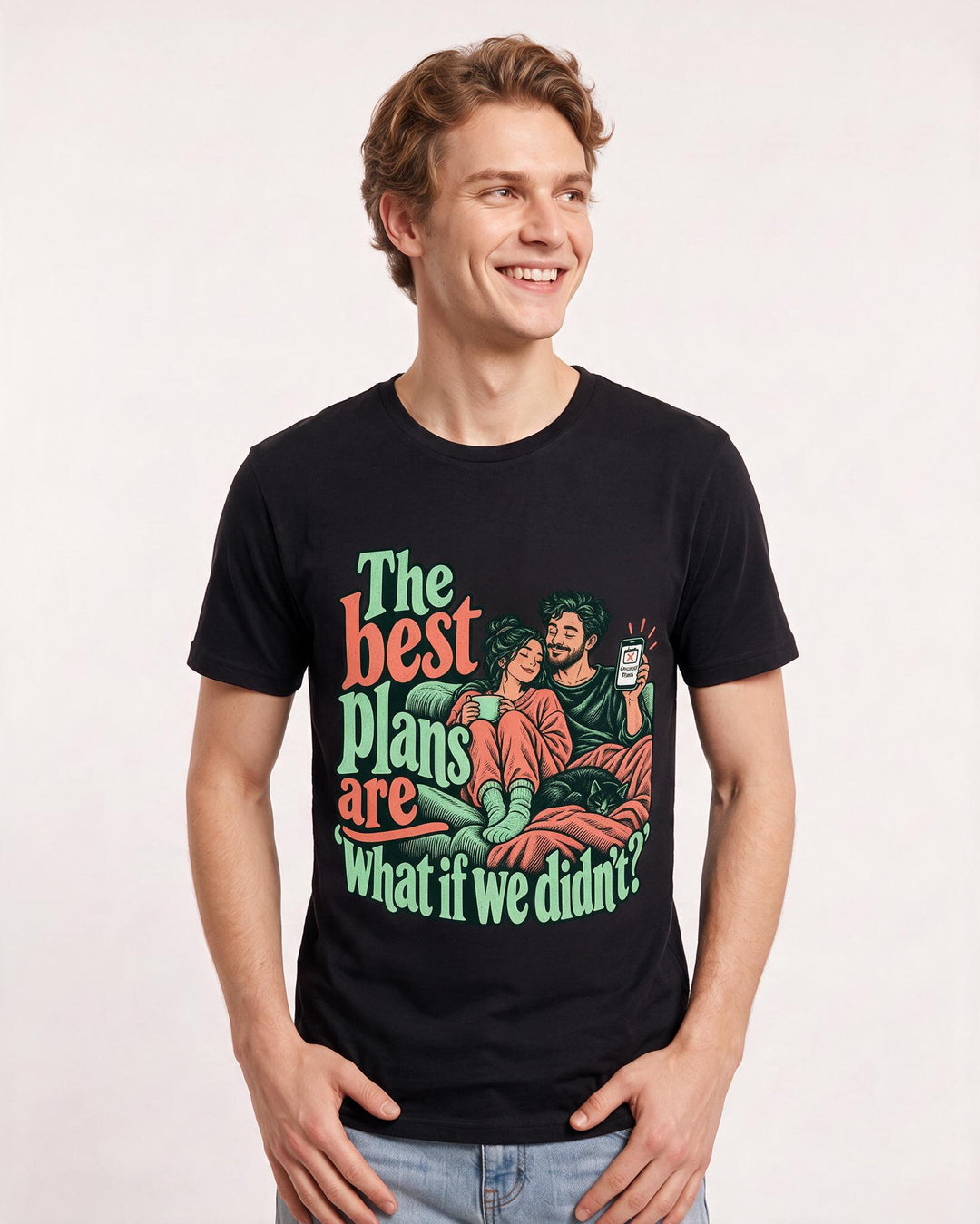 Couples Black T-Shirt for Men – Everyday Expression Graphic Tee product image 1