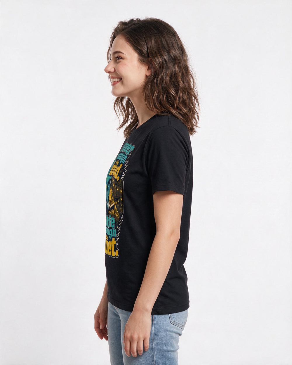 Pride Women's Black T-Shirt – Queer enough to be loud, safe enough to be quiet. product image 2