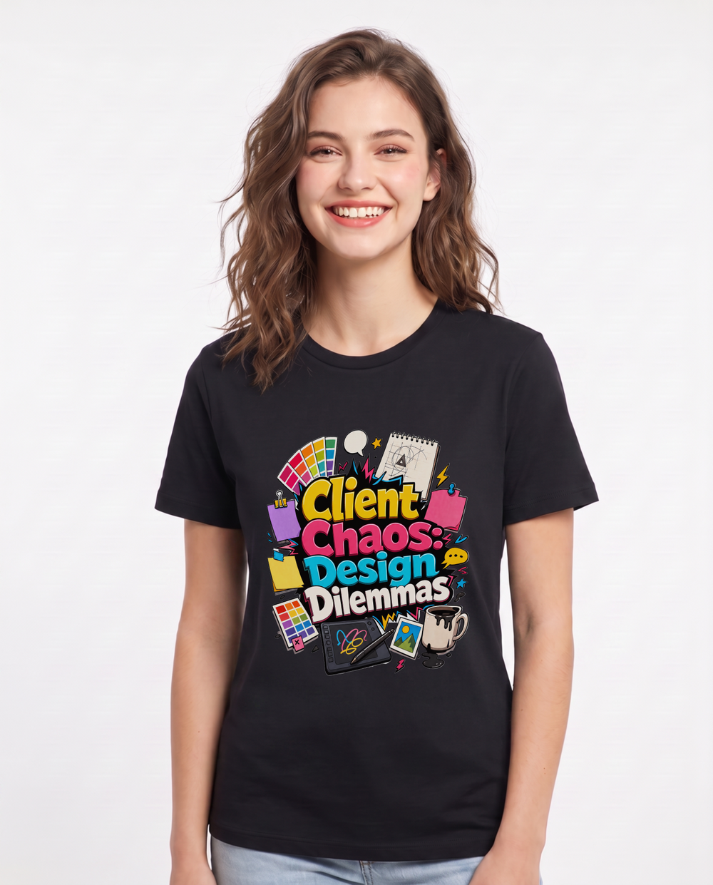 Client Chaos: Design Dilemmas Women's Black T-Shirt product image 2