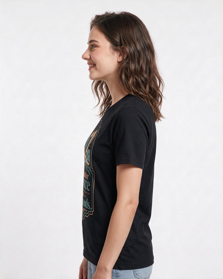 Nurse Women's Black T-Shirt – I administer silence and hold hands. product image 2