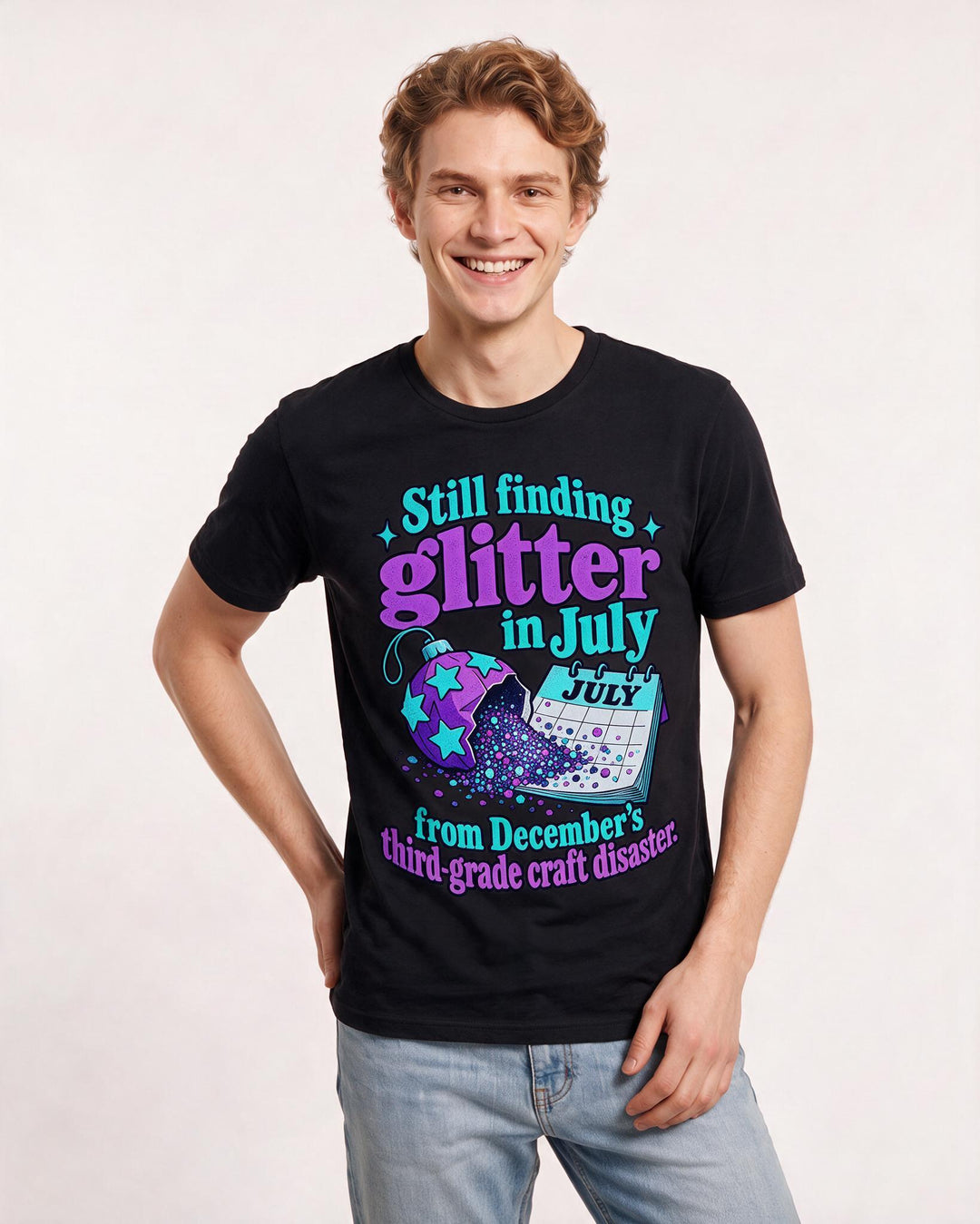 Christmas Black T-Shirt for Men – Holiday Theme Graphic Tee product image 1