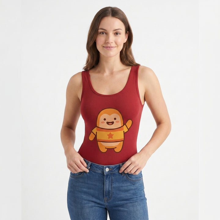 - Sleeveless Round-Neck Tank Bodysuit mockup 1
