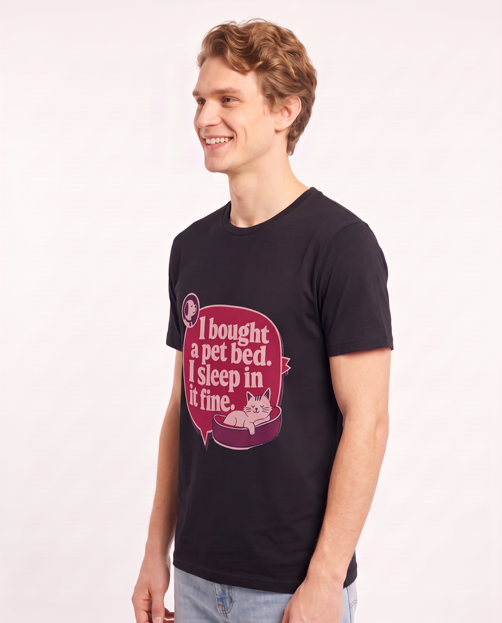 Graphic Men's Black T-Shirt - I bought a pet bed. I sleep in it fine. product image 2