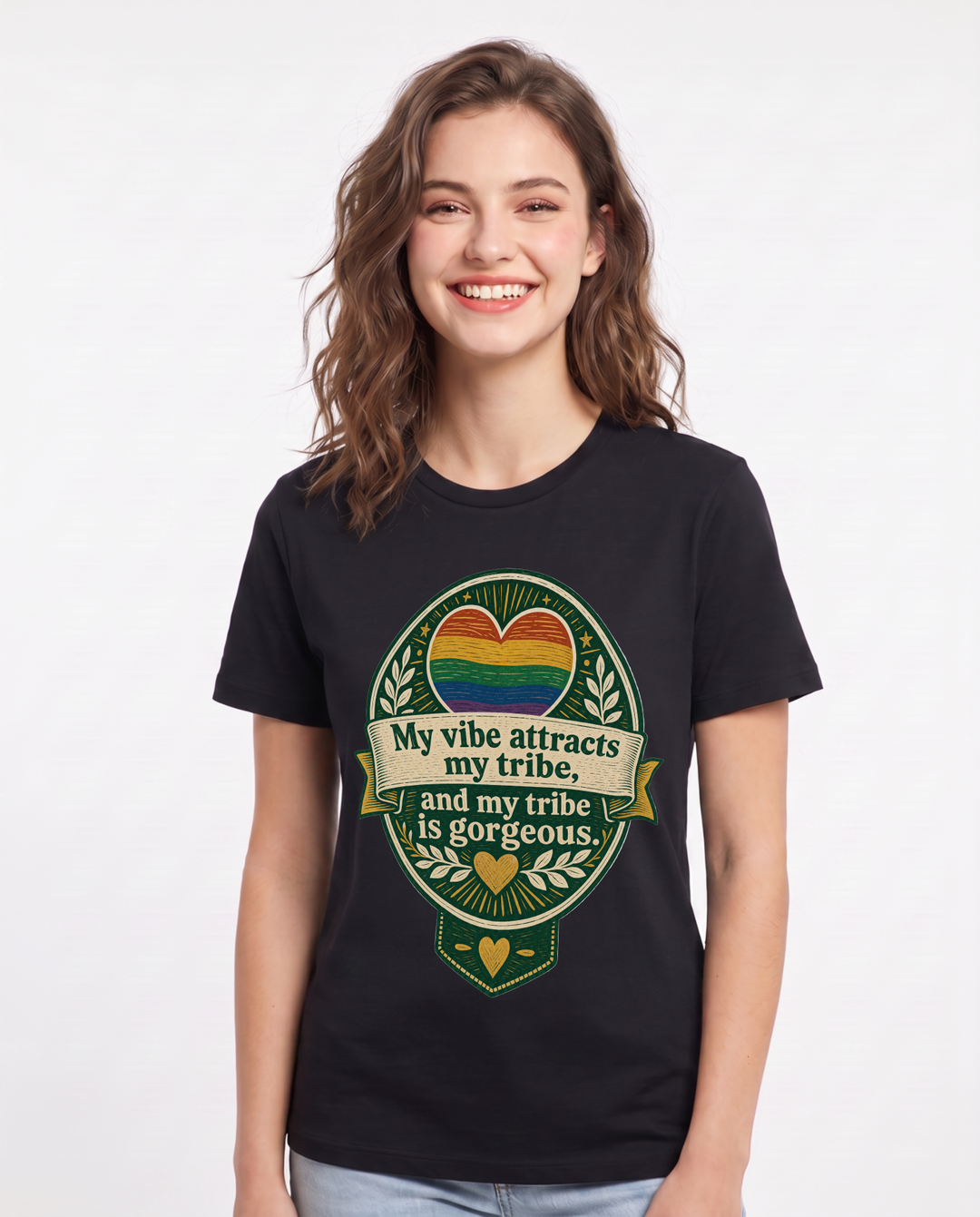 Graphic Women's Black T-Shirt - My vibe attracts my tribe, and my product image 1