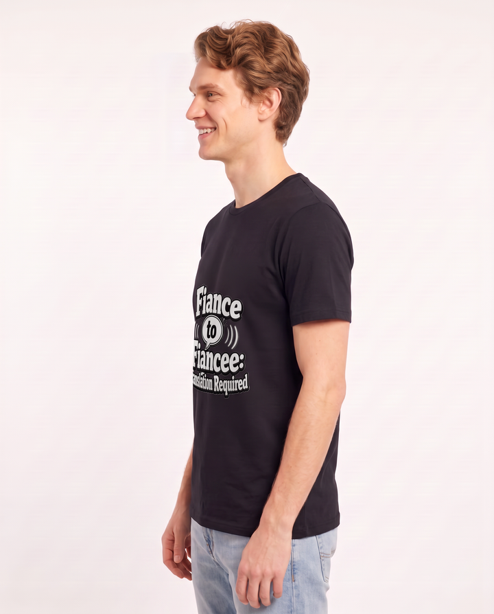 Fiance to Fiancee: Translation Required Men's Black T-Shirt product image 3
