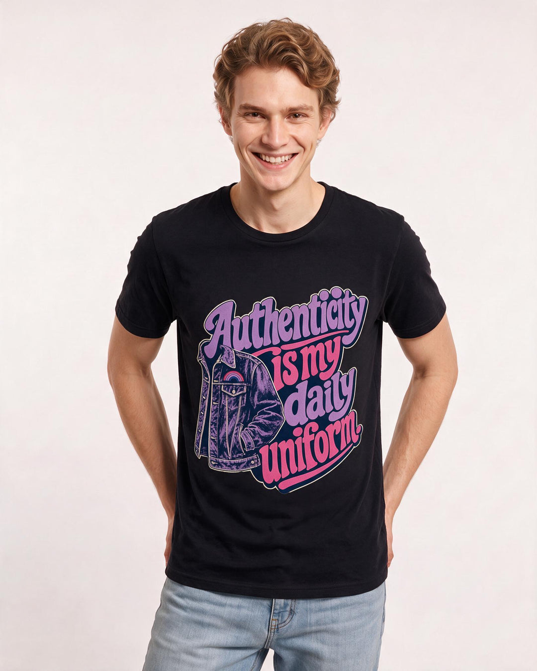 Pride Men's Black T-Shirt – Authenticity is my daily uniform product image 3