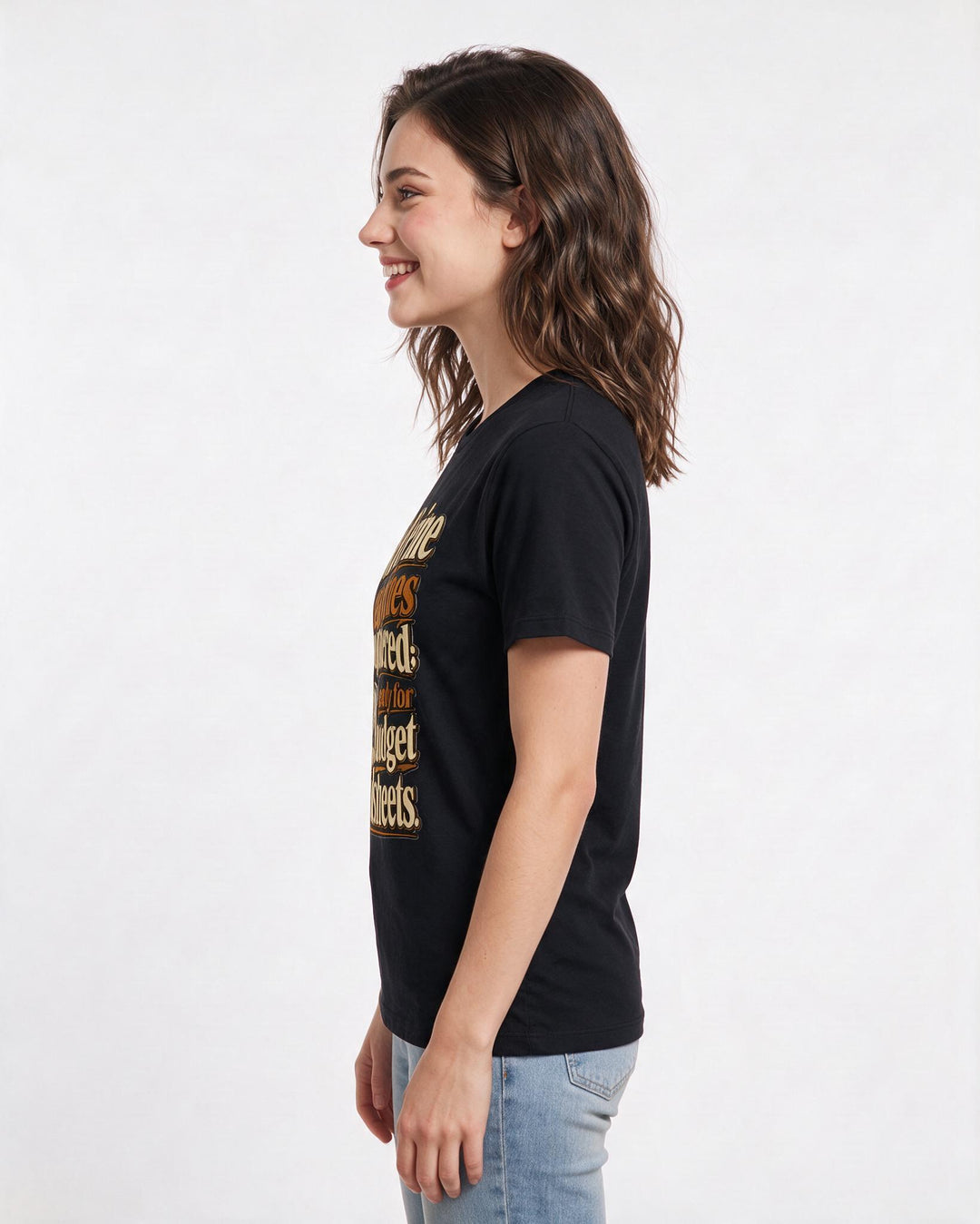 Graduation Women's Black T-Shirt – Caffeine deadlines conquered; ready for budget spreadsheets. product image 2