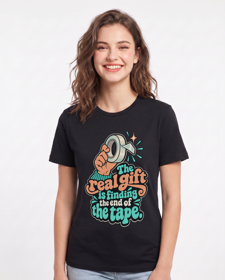 Christmas Black T-Shirt for Women – Holiday Theme Graphic Tee product image 3