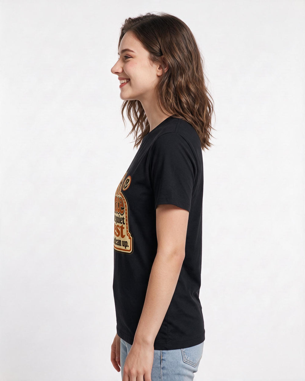 Graphic Women's Black T-Shirt - Grace is the quiet guest who helps product image 2