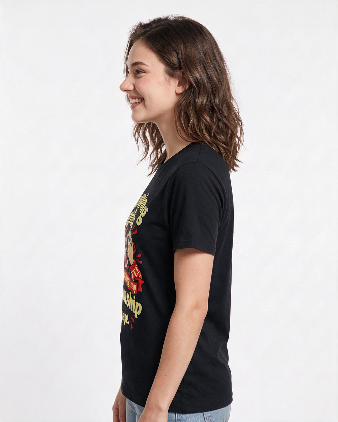 Christmas Black T-Shirt for Women – Holiday Theme Graphic Tee product image 2