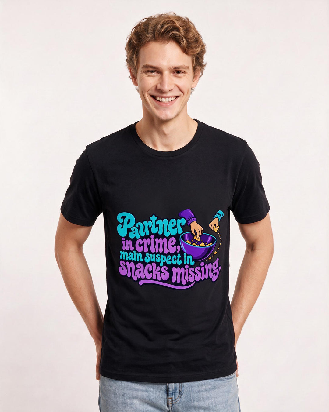 Couples Black T-Shirt for Men – Everyday Expression Graphic Tee product image 1