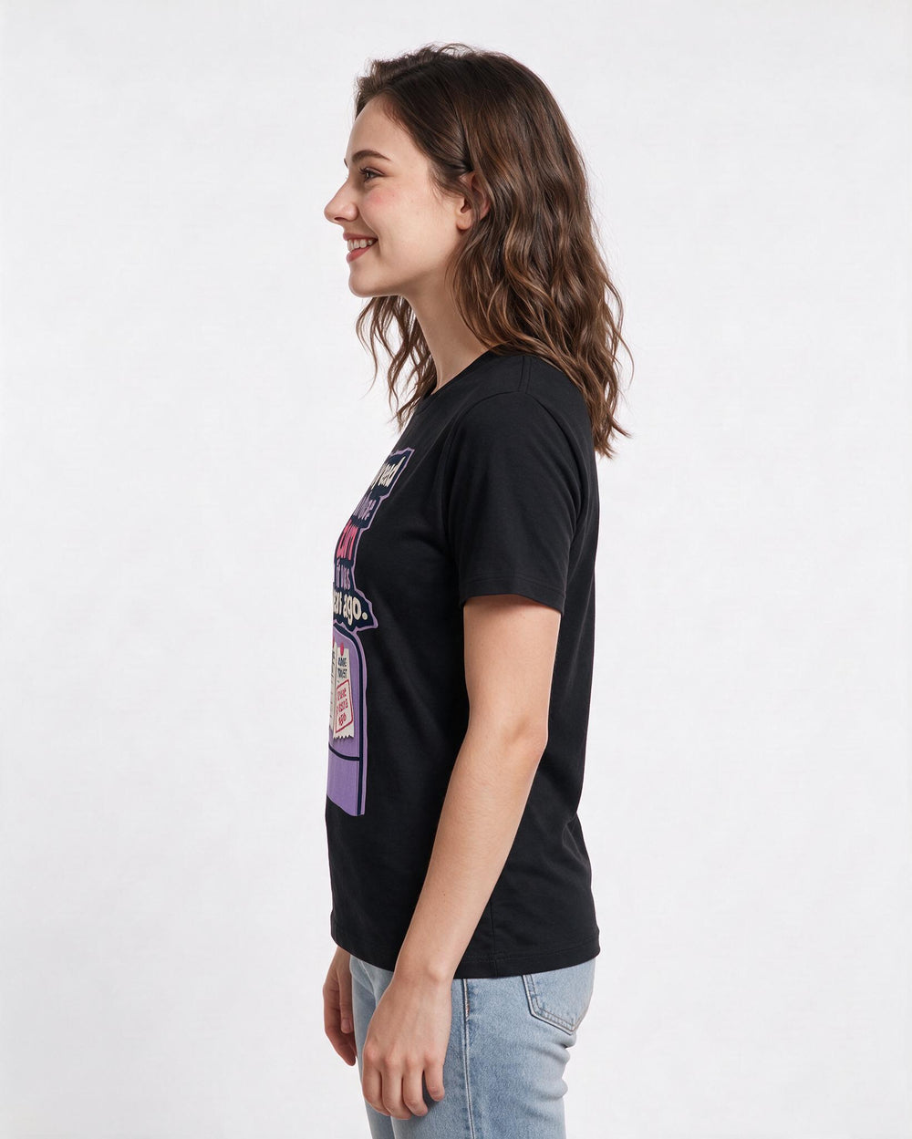 Couples Black T-Shirt for Women – Everyday Expression Graphic Tee product image 2