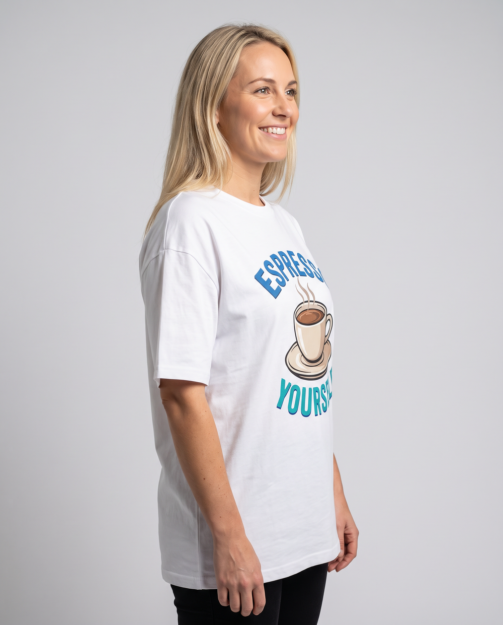 Espresso Yourself White T-Shirt mockup 2