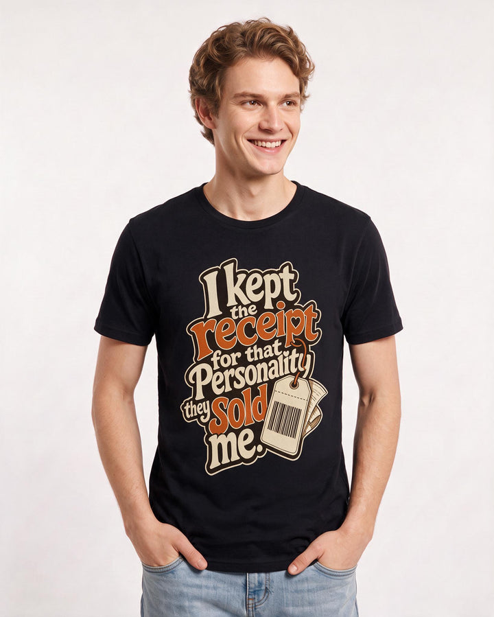 Pride Men's Black T-Shirt – I kept the receipt for that personality they sold me. product image 3