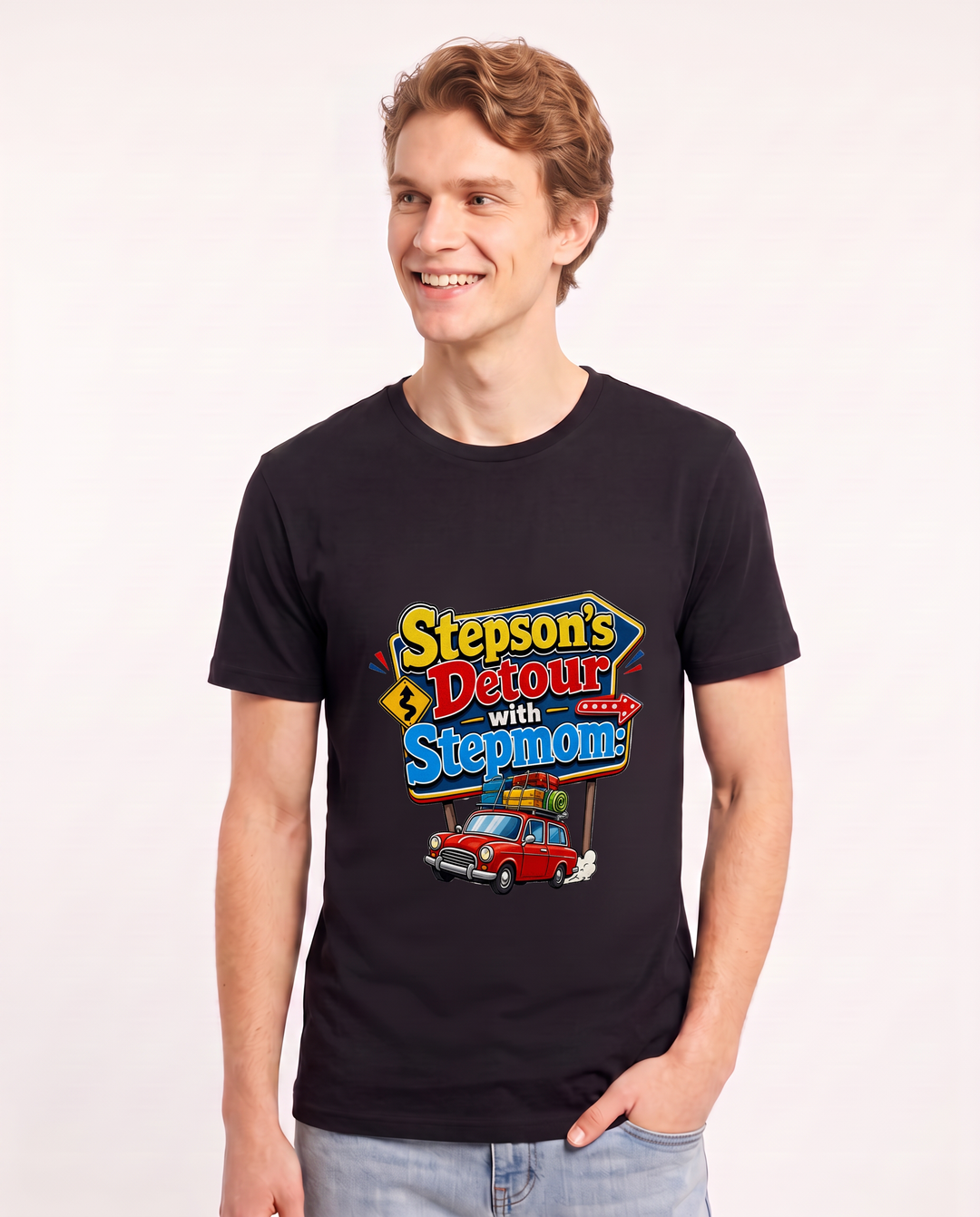 Stepson's Detour with Stepmom: Road Trip Legends Men's Black T-Shirt product image 1