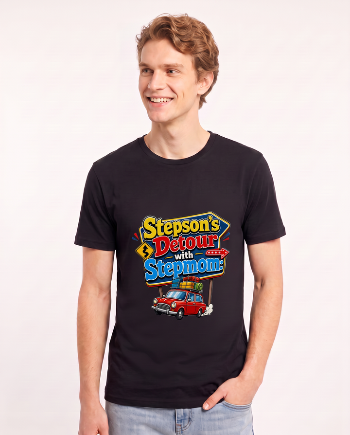 Stepson's Detour with Stepmom: Road Trip Legends Men's Black T-Shirt product image 1