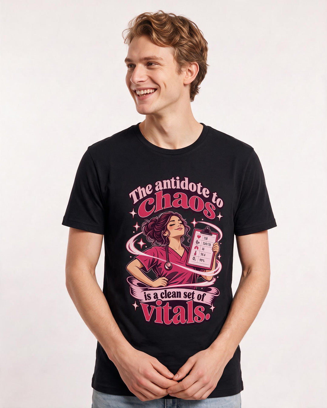 Nurse Black T-Shirt for Men – Nursing Life Graphic Tee product image 1