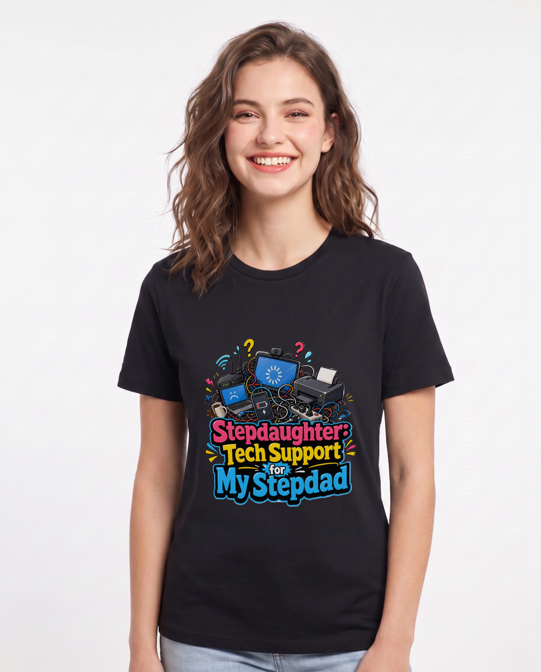 Stepdaughter: Tech Support for My Stepdad Women's Black T-Shirt product image 2