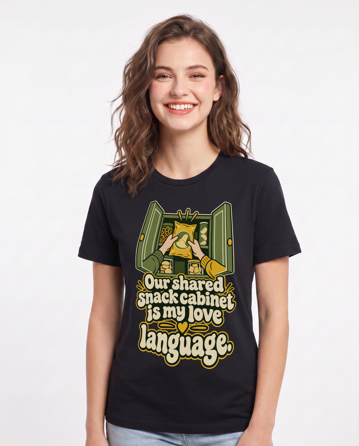 Couples Black T-Shirt for Women – Everyday Expression Graphic Tee product image 3