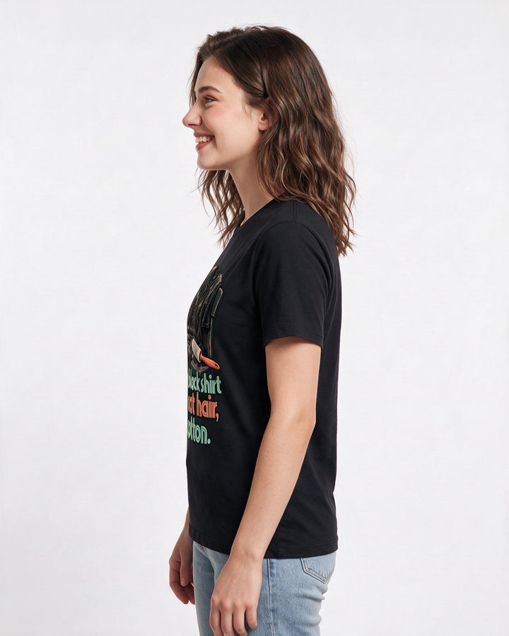 Cat Lover Black T-Shirt for Women – Everyday Expression Graphic Tee product image 2