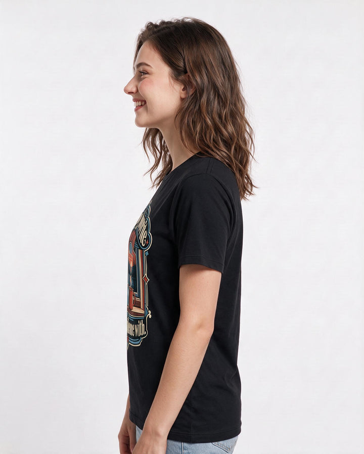 Couples Black T-Shirt for Women – Everyday Expression Graphic Tee product image 2