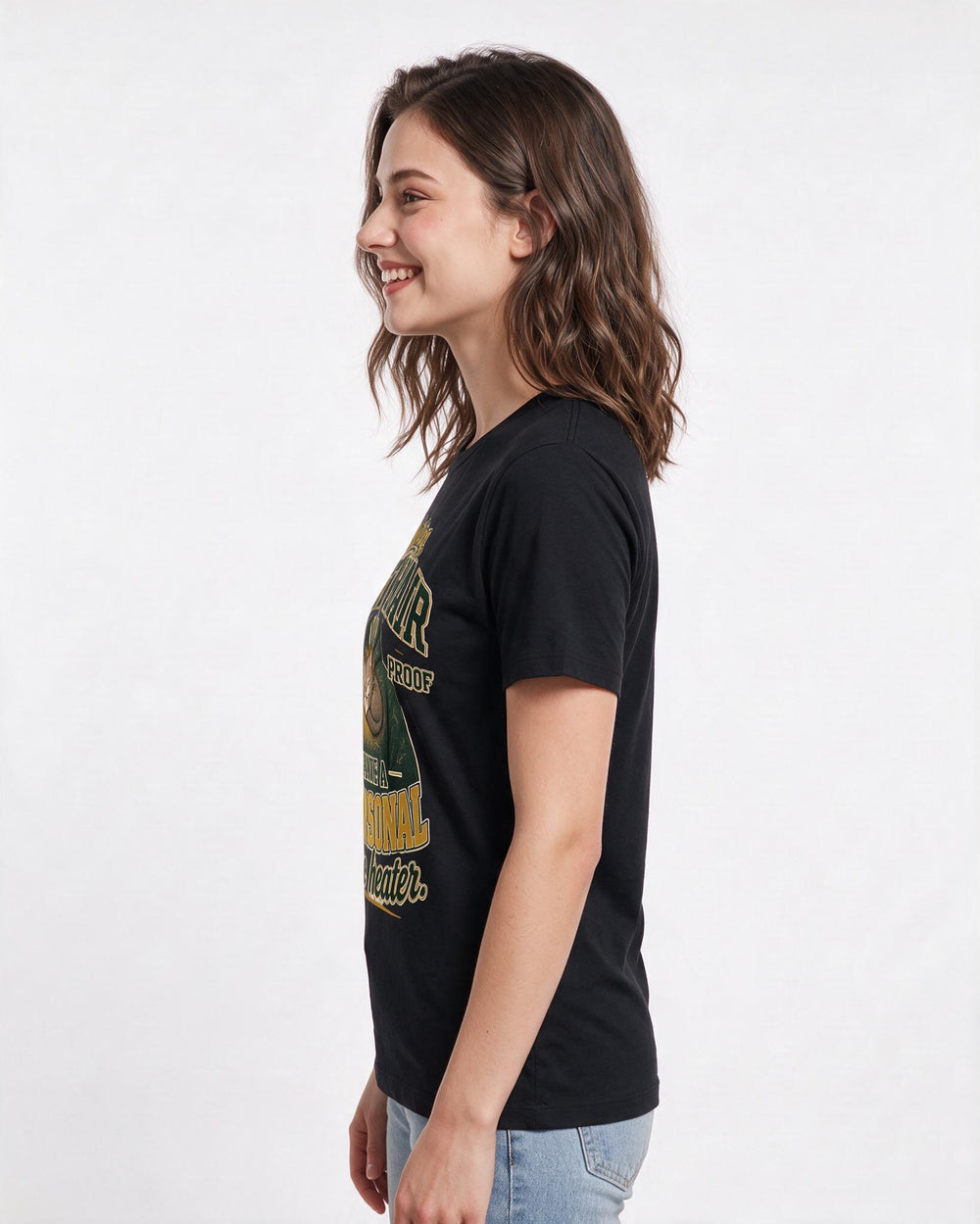 Cat Lover Black T-Shirt for Women – Everyday Expression Graphic Tee product image 2