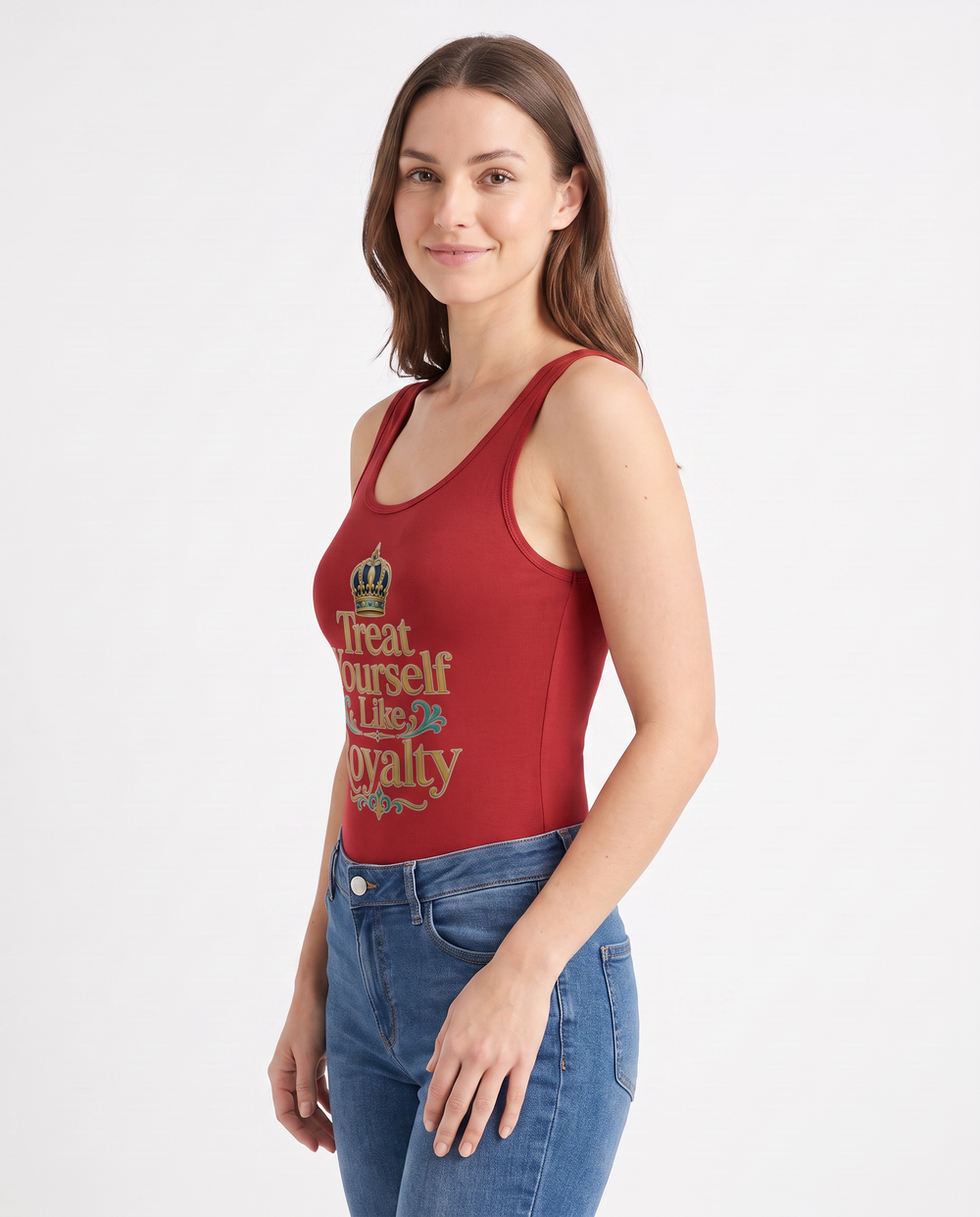 Treat Yourself Like Royalty Sleeveless Tank Bodysuit mockup 2