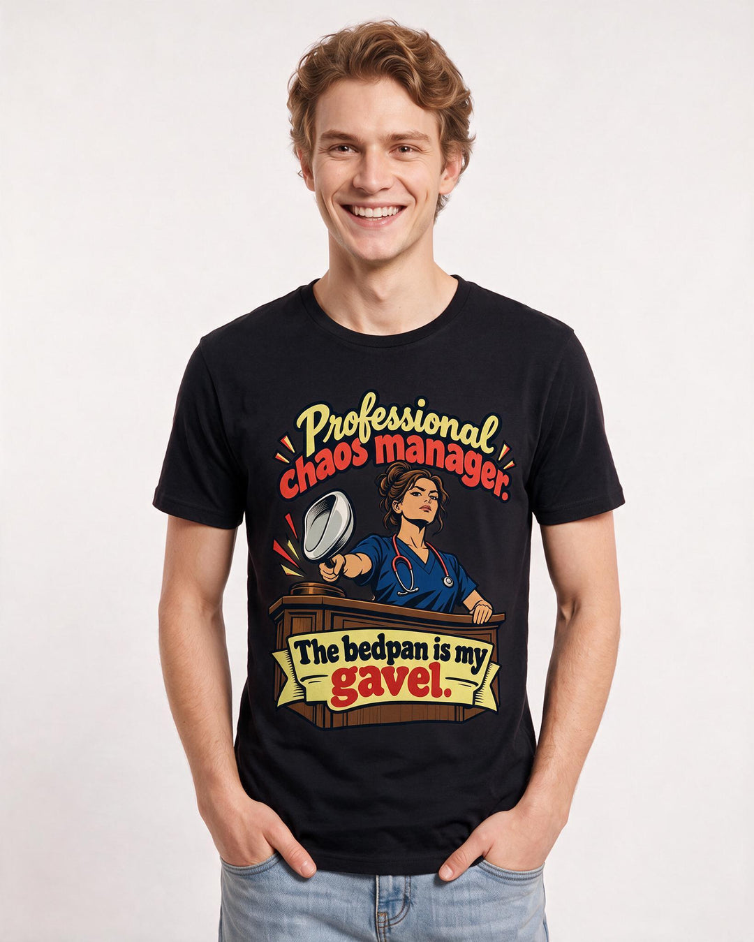 Nurse Black T-Shirt for Men – Nursing Life Graphic Tee product image 1