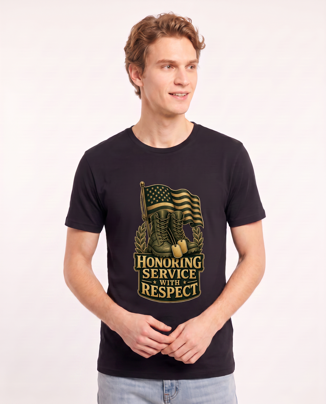 Honoring Service with Respect Men's Black T-Shirt product image 1