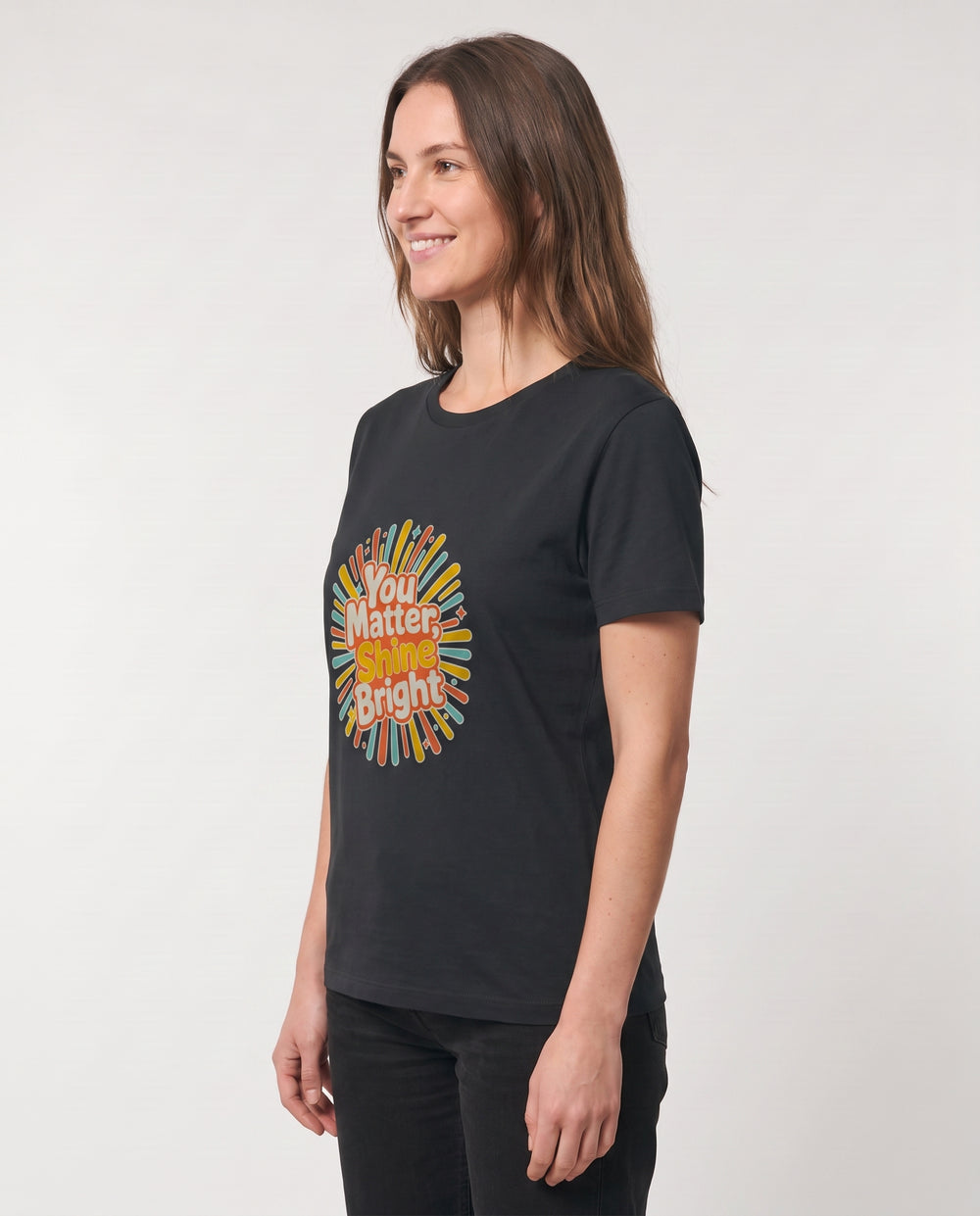 You Matter, Shine Bright Black T-Shirt mockup 2