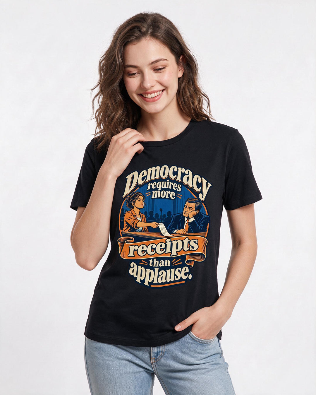 Political Statement Black T-Shirt for Women – Everyday Expression Graphic Tee product image 1