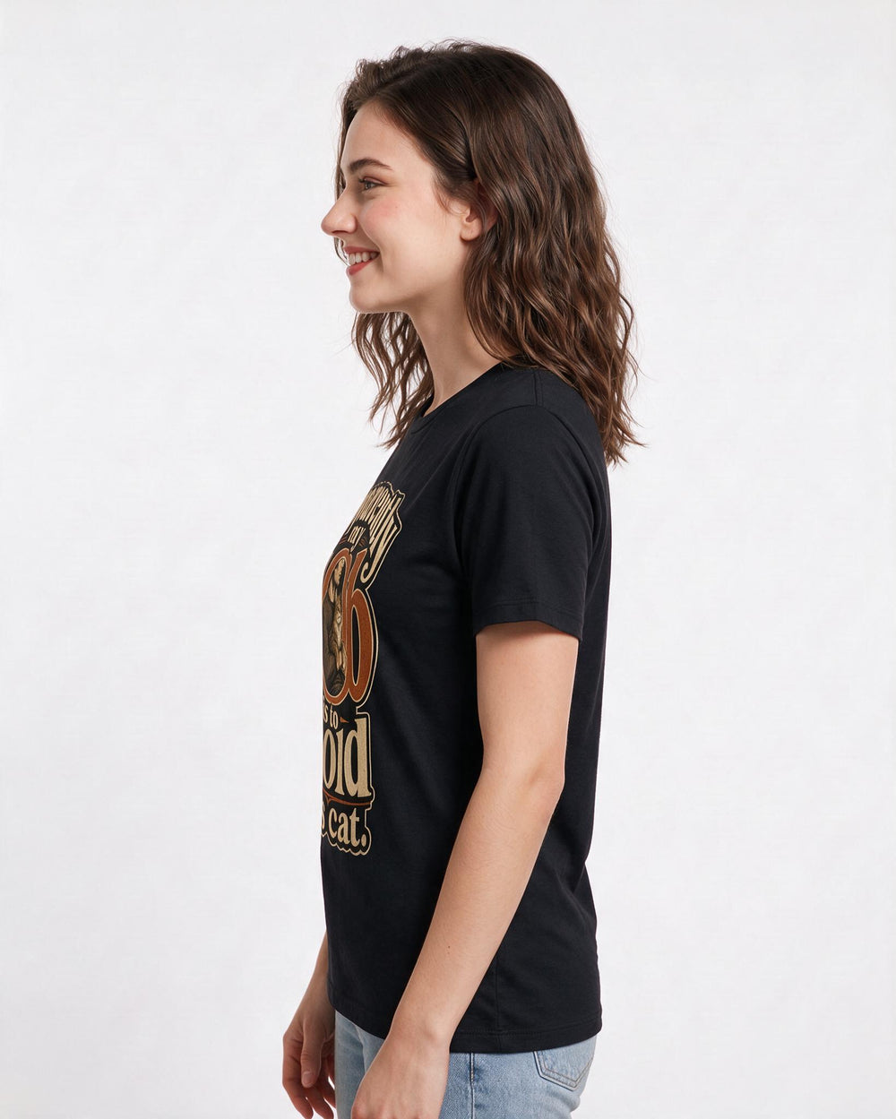 Cat Lover Black T-Shirt for Women – Everyday Expression Graphic Tee product image 2
