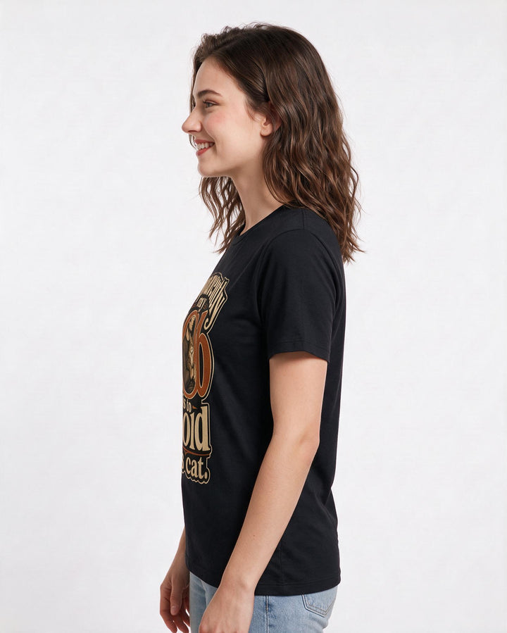 Cat Lover Black T-Shirt for Women – Everyday Expression Graphic Tee product image 2