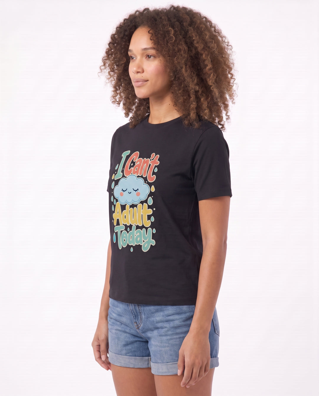 I Can't Adult Today Black T-Shirt mockup 2