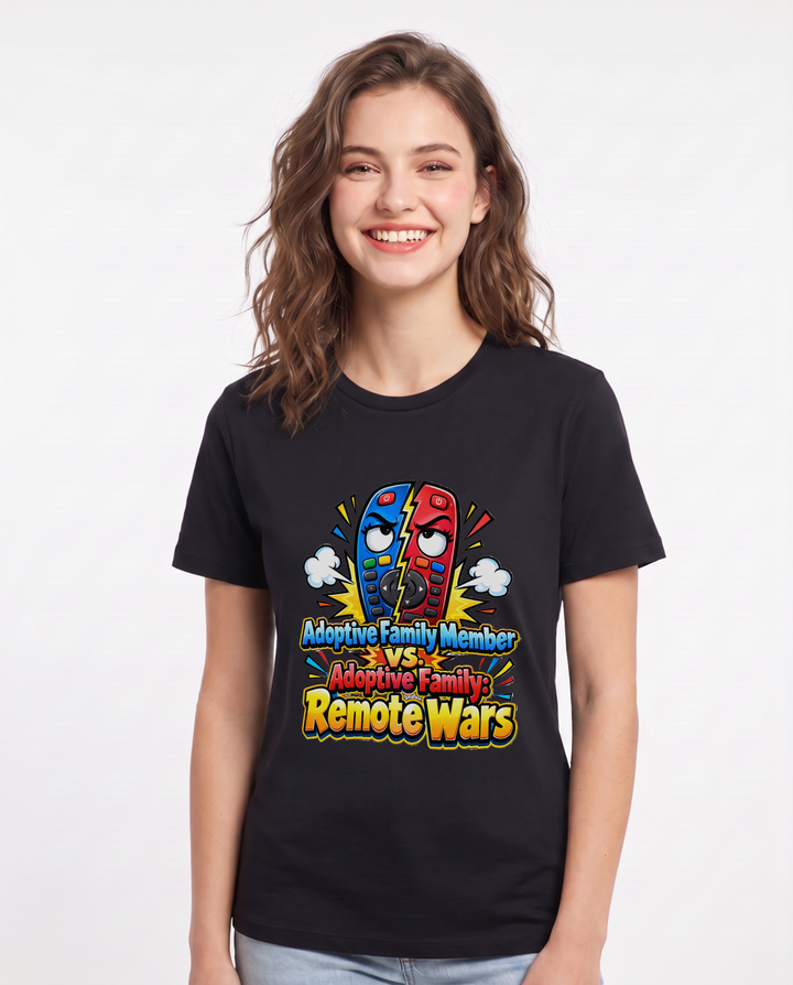 Adoptive Family Member vs. Adoptive Family: Remote Wars Women's Black T-Shirt product image 2